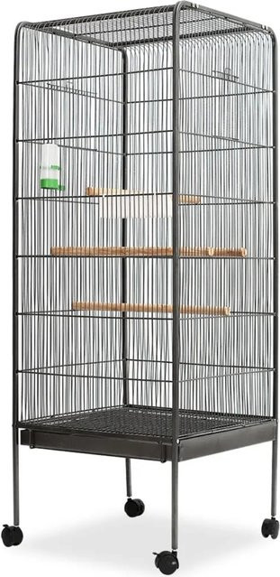 vidaXL Vogelkäfig aus Stahl in Schwarz, B/T/H: 54 x 54 x 146 cm - Bild 1