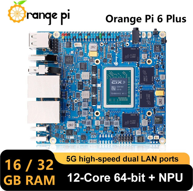 Orange Pi 6 Plus Einplatinen-Computer mit 16/32 GB LPDDR5, 45TOPS CIX CD8180/CD8160 SoC, 5G Ethernet und 12-Kern 64-Bit Prozessor - Bild 1