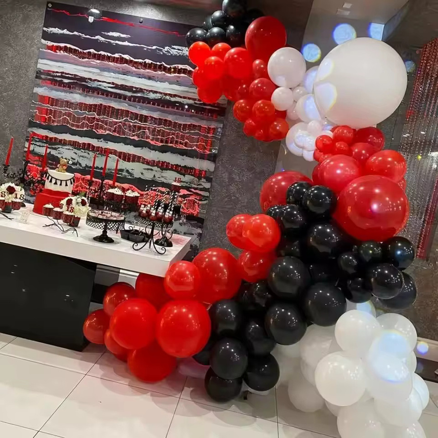 Mtrong Te Luftballon-Girlandenbogen-Set aus Latex mit 98 Stück in Rot, Schwarz und Weiß für Geburtstag, Hochzeit und Party-Dekorationen - Bild 3