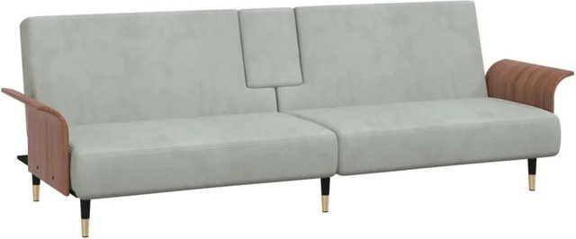 vidaXL Schlafsofa aus Samt in Grau mit Getränkehaltern, USB-Ladefunktion und verstellbarer Kopfstütze - Bild 1
