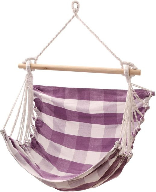 Conacord Mycona Hängesitz Garda in Violett Kariert mit Holzrahmen im Boho-Design - Bild 1