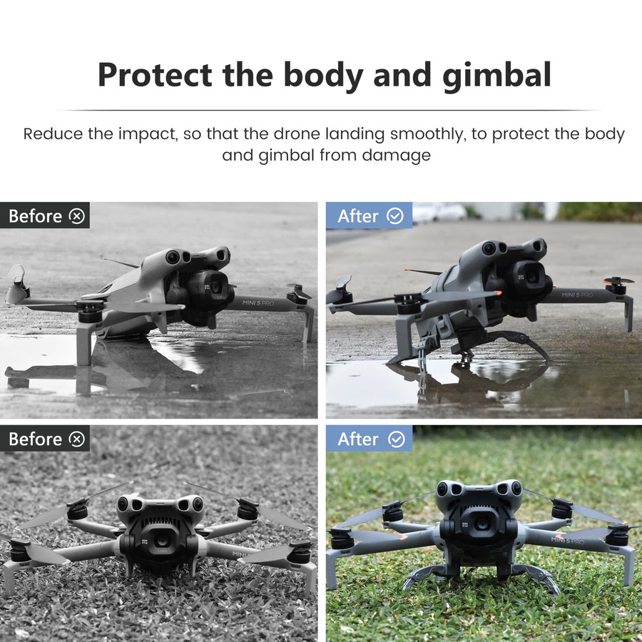 STARTRC Landegestell für DJI Mini 5 Pro Fly More Combo, faltbares Drohnenschutzsystem in Grau - Bild 2