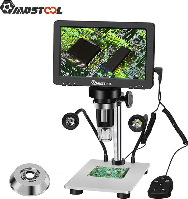 Mustool DM9 Digitalmikroskop mit 7 Zoll Display, 1200x Vergrößerung, 1080FHD Video und LED-Licht, Schwarz - Bild 1
