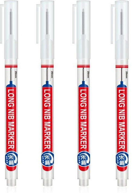 Super Six 4er-Set Tiefloch-Marker mit langer Spitze, wasserfeste Permanentmarker für Metall und Holz, Schwarz und Weiß - Bild 1