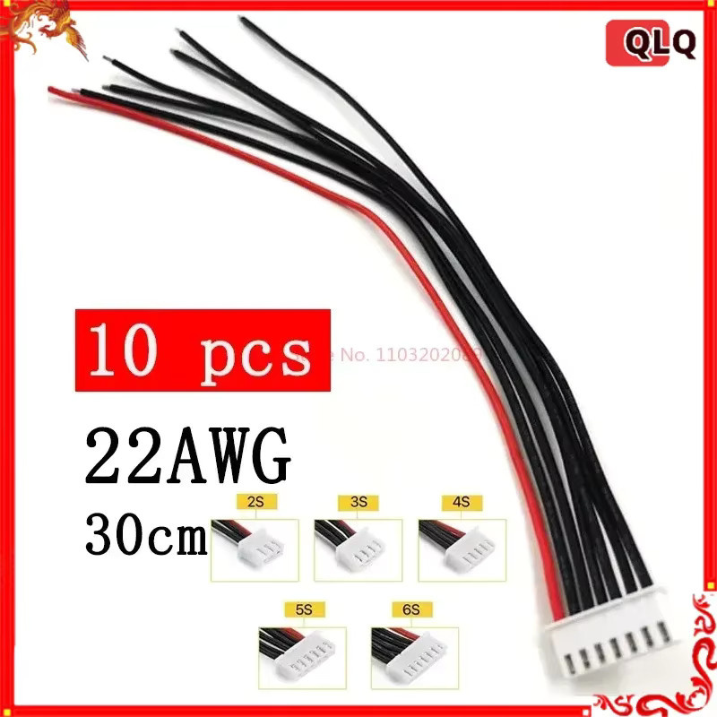 10 Stück Lipo-Akku-Balancer-Ladekabel 22AWG 300mm JST-XH in Schwarz für 1S bis 8S Akkus von EVYVKV - Bild 2
