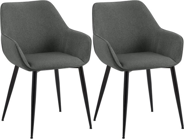 2er Set DELUKE Esszimmerstühle NIVER aus Stoff in Dunkelgrau, moderne Küchenstühle mit Polsterung, B/T/H: 52 x 63 x 82 cm - Bild 1