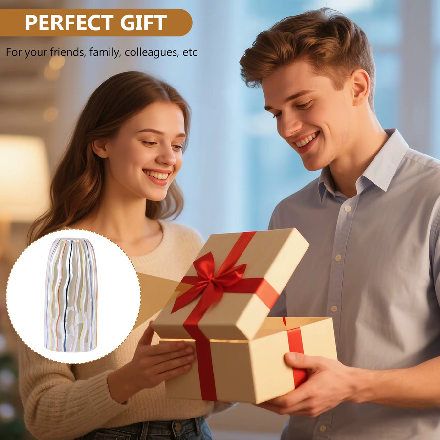 Hypmark Keramikvase mit bunten Streifen in minimalistischem Design für deine Dekoration - Bild 3