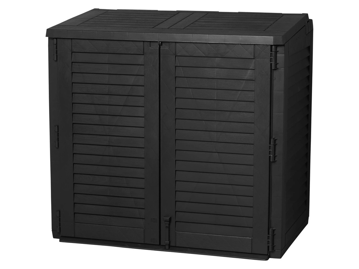 LIVARNO Garten-Maxibox in Anthrazit mit Scharniertüren aus Kunststoff und Metall - Bild 3