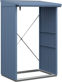 Ecostar Kaminholzregal Trend-V aus Metall in Taubenblau, B/H/T: 112,7 x 198 x 102,5 cm - Bild 2