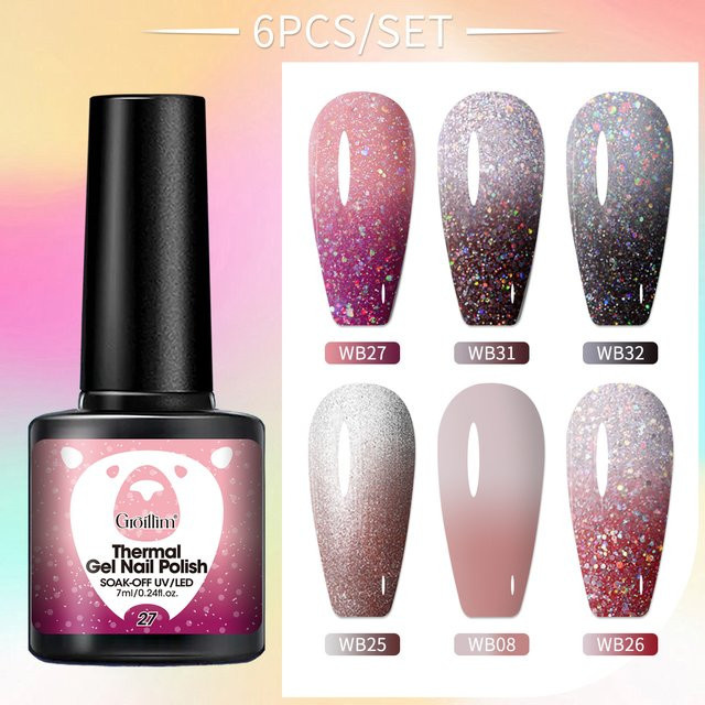 Groillim Nagellack-Set, 6-teilig, farbwechselnd, Unisex - Bild 1