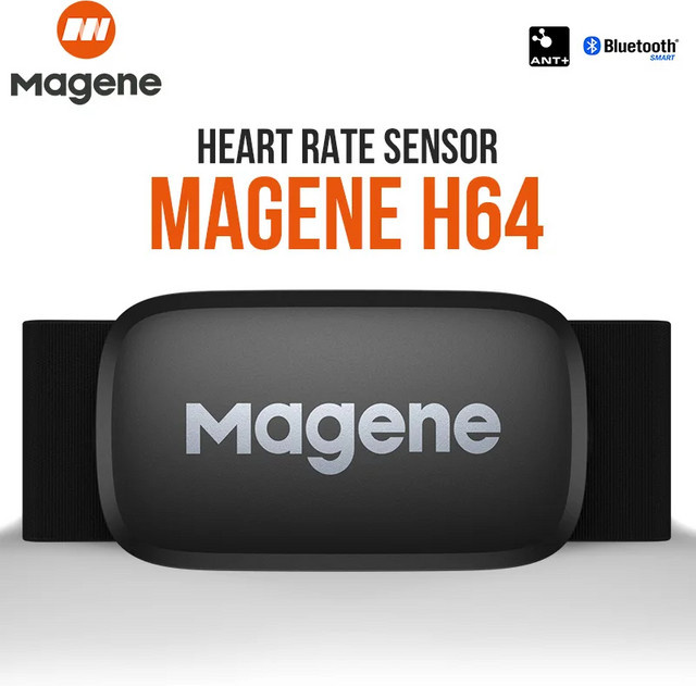 Magene H64 Herzfrequenzsensor mit Brustgurt in Schwarz, Dual Mode ANT+ und Bluetooth für Fahrradcomputer wie Wahoo und Garmin - Bild 1