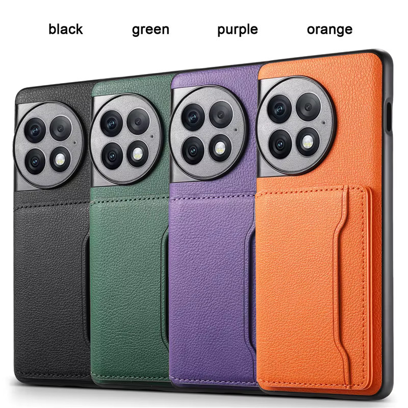 EUCAGR Luxus Business Leder Schutzhülle mit Halterung für OnePlus 13 12 11 12R Ace 3 Pro CE3 Lite Nord N30 in Schwarz und Orange - Bild 5