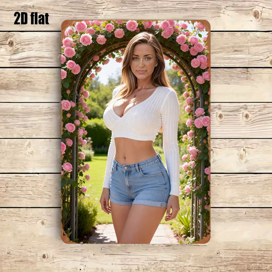 Metallschild CIFBUY Retro Garden Arch Rose Wreath mit floralem Design, Mehrfarbig, Breite: 20,3 cm, Höhe: 30,5 cm - Bild 3