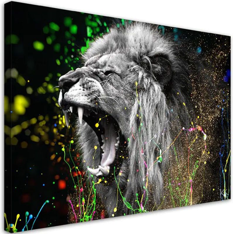 Feeby Leinwandbild Löwe Tiernatur in Querformat, mehrfarbig, B: 60 cm, H: 40 cm - Bild 1
