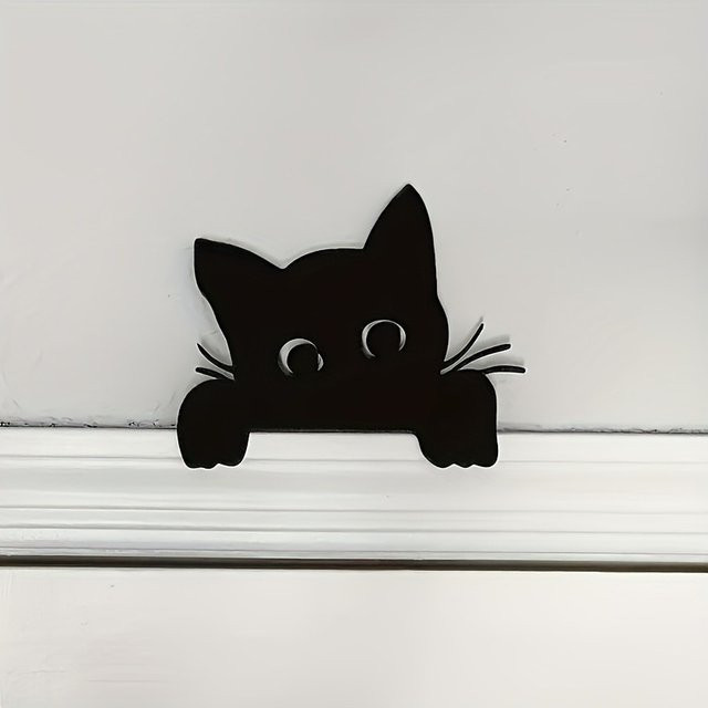 CIFBUY Wandskulptur Schwarze Katze aus Metall als Dekoration für Türrahmen oder Wand - Bild 1