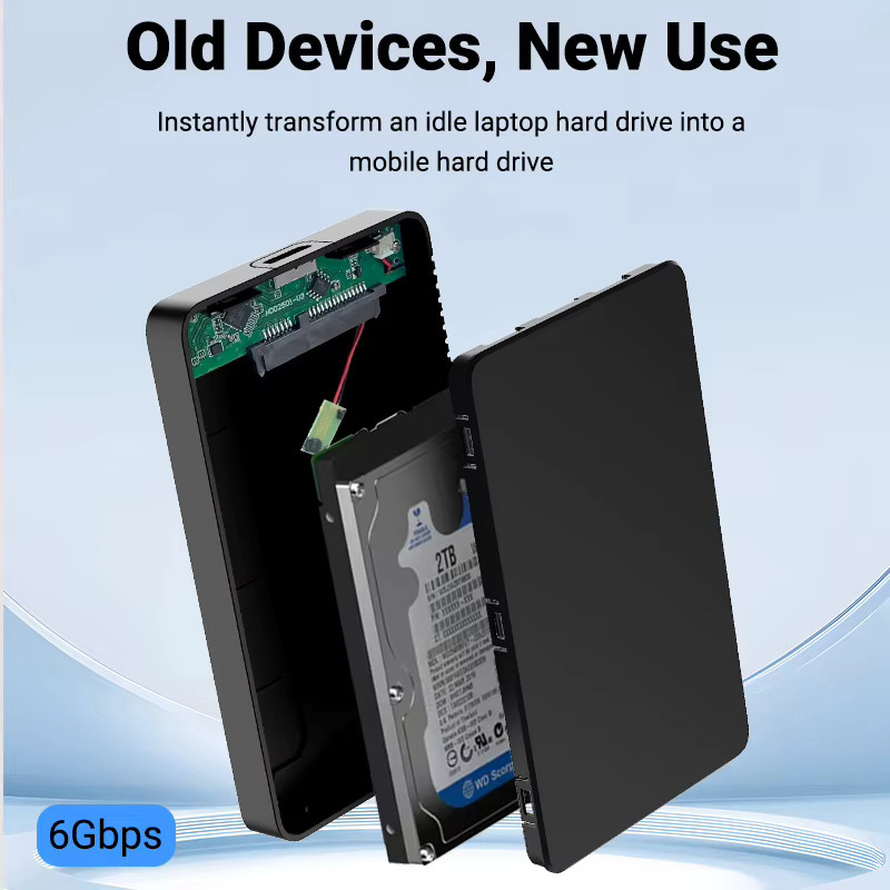 WALRAM Externes HDD-Gehäuse USB-C für 2,5 Zoll SATA SSD und HDD, USB 3.1 Adapter mit 6 Gbit/s, Schwarz - Bild 6