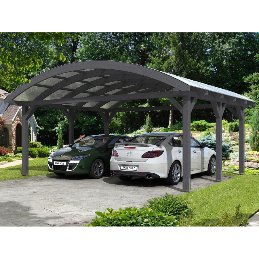 Skan Holz Carport Franken Bogendach aus Fichte Leimholz in Schiefergrau B/T: 635 x 541 cm, Höhe: 325 cm - Bild 2