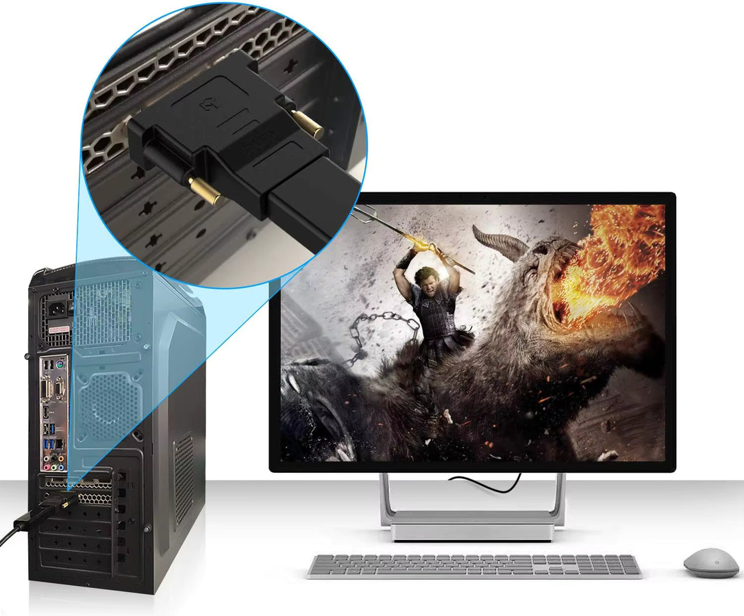 Genda Bidirektionaler DVI zu HDMI Adapter, 1080P HDMI DVI Kabelkonverter, Schwarz - Bild 3