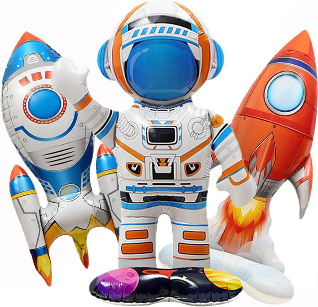 Alivparty 3D Rakete und Astronaut Folienballons für Kinder Weltraum Geburtstag Party Dekoration - Bild 1