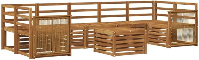 vidaXL Outdoor-Sofagarnitur aus Massivholz Akazie in Braun, 8-teiliges Set im U-Shape mit Latten-Design - Bild 1