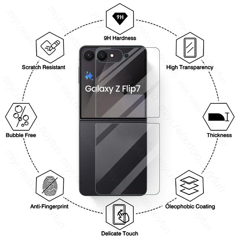 3-in-1 Schutzset für Samsung Galaxy Z Flip 7 5G mit gehärtetem Glas für Kamera, Rückseite und äußeren Bildschirm in Transparent - Bild 2