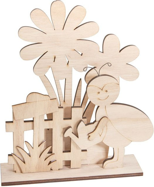 VBS Holz-Steckmotiv Frühlingsbote am Gartenzaun in Beige aus Sperrholz - Bild 1