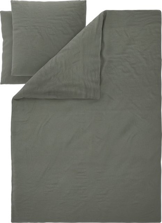 LIVARNO Bettwäsche aus Baumwolle und Leinen in Grün mit Bettbezug und Kissenbezug, B/H: 200 x 220 cm und 80 x 80 cm