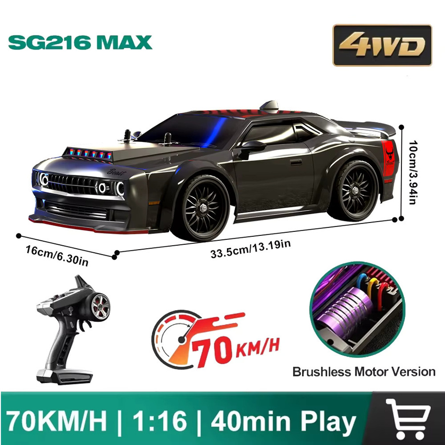ZNLYRION SG216MAX PRO 4WD RC Drift Auto, 1:16 Maßstab, ferngesteuert, mit LED-Lichtern - Bild 2