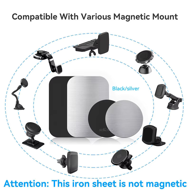 Magnetische Metallplatte für Auto-Telefonhalterungen, Universal Eisen-Disk Aufkleber für iPhone, Schwarz, B: 40 mm, H: 40 mm und 45 x 65 mm - Bild 3