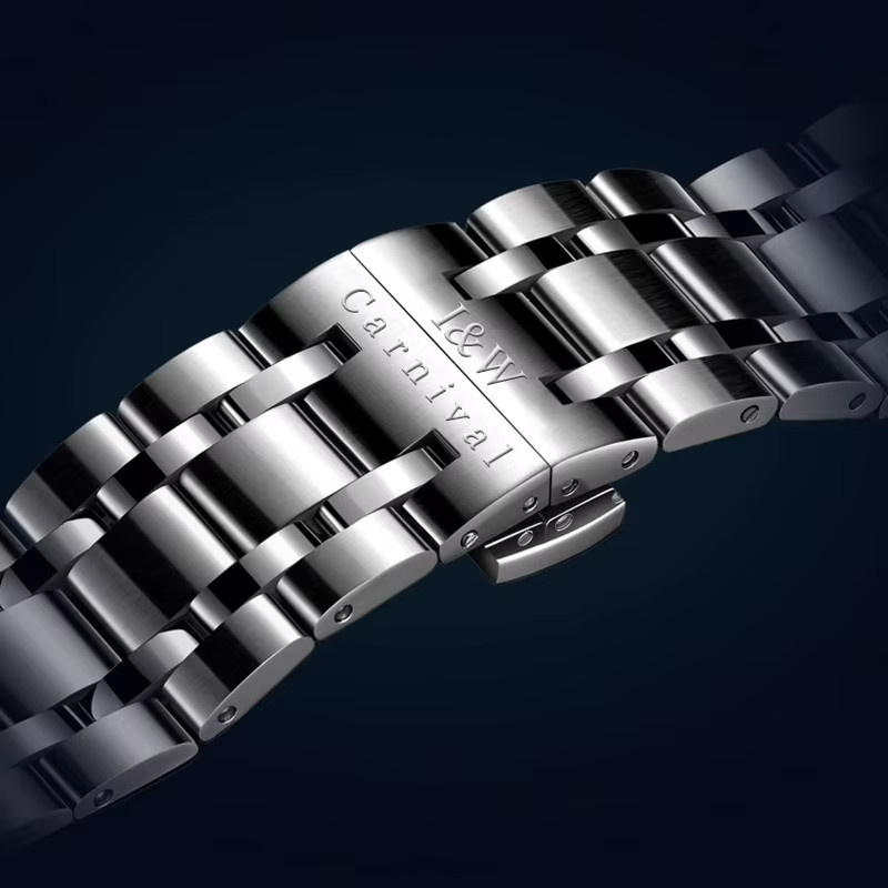KARNEVAL Armbanduhr Automatik, Edelstahl, Blau, Herren - Bild 4
