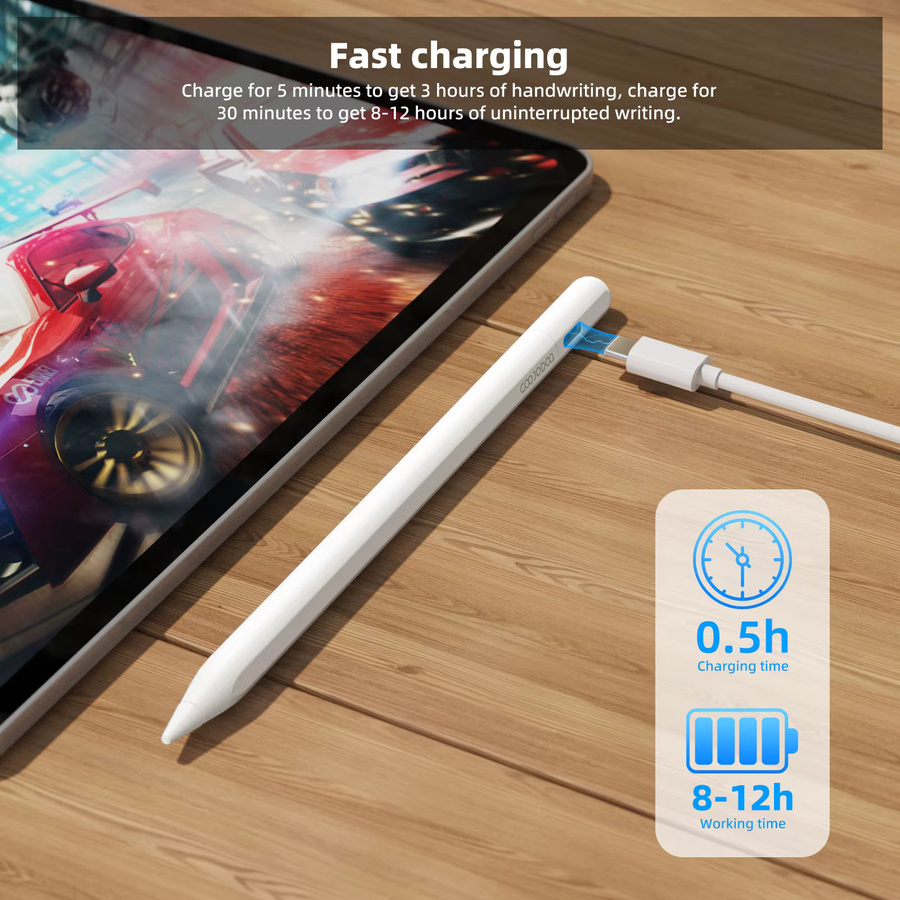 GOOJODOQ Apple Pencil 2 Alternative mit Apple Find My Unterstützung für iPad Air 6, iPad Pro 13 2024, iPad Pro 11, iPad Pro 12.9 und iPad Air 5, Farbe: Weiß, mit Palm Rejection - Bild 6