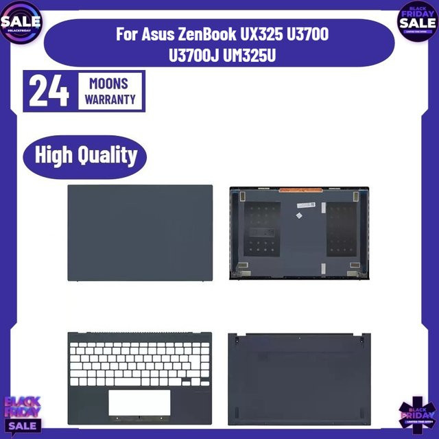 Asus ZenBook UX325 U3700 U3700J UM325U Ersatzgehäuse Set mit LCD-Rückabdeckung, vorderer Blende, Scharnieren, Handballenauflage und Bodenschale in Grau - Bild 1