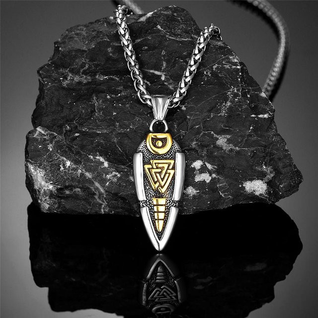 YIRAN Jewelry Halskette Edelstahl, Gungnir Pfeilspitze Anhänger, 60 cm, Herren - Bild 1