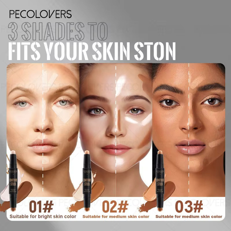 PECOLOVERS Doppelseitiger Concealer-Stift, Wasserfest, Unisex - Bild 2
