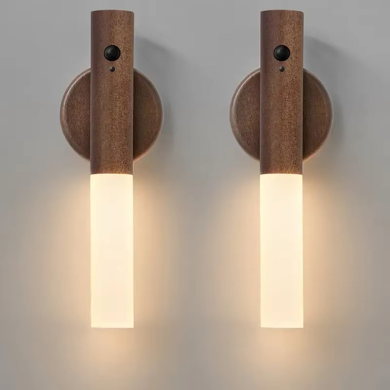 Heinast LED Nachtlicht mit Bewegungssensor in Holzoptik, wiederaufladbare magnetische Wandleuchte für Schlafzimmer und Flur, Warmweiß - Bild 6