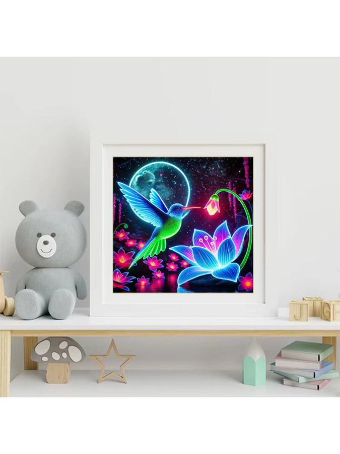 EverShine Diamant-Mosaik DIY Set Landschaftsbild mit Lilien und Vögeln, Vollquadrat-Stickerei in Multicolour, 20 x 20 cm - Bild 3