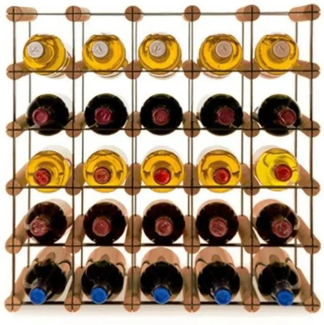 PROREGAL Vinotega Mod Metal Modulares Weinregal aus massivem Kiefernholz, Braun geölt, H x B x T: 52,5 x 52,5 x 24,5 cm - Bild 1
