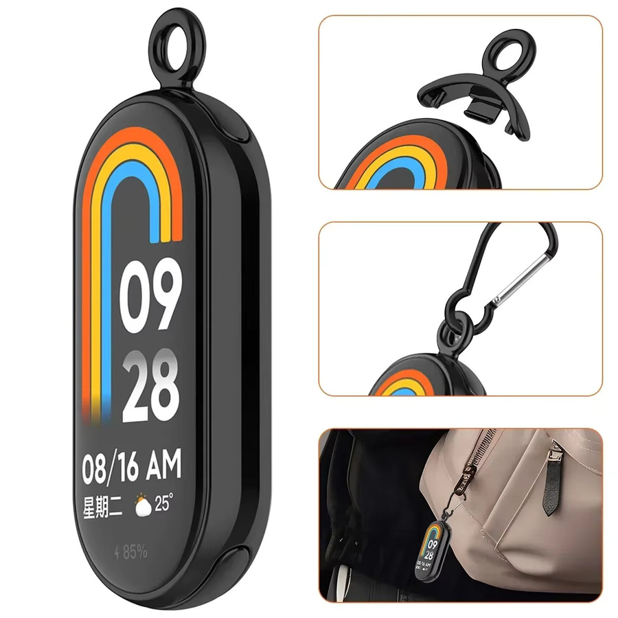 CAOWTAN Anhänger-Halskette für Xiaomi Mi Band 9/8, Edelstahl, Silber, Unisex - Bild 2