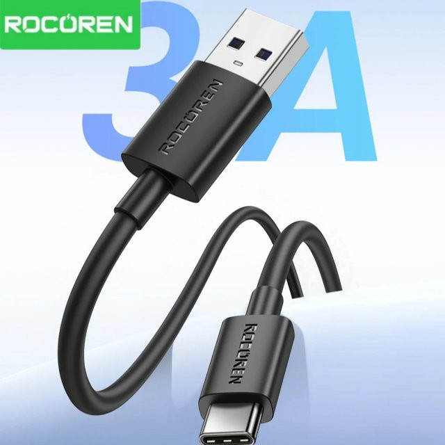Rocoren USB Typ C Schnellladekabel für Xiaomi, Huawei und Samsung in Schwarz oder Grau - Bild 1