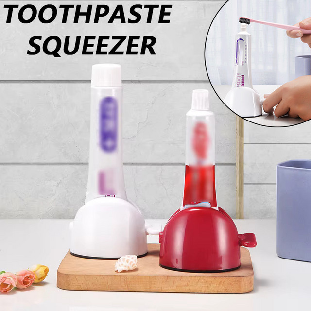VIE LENTE Badezimmer Zubehör Set Zahnpasta Squeezer und Spender aus Kunststoff in Weiß - Bild 1
