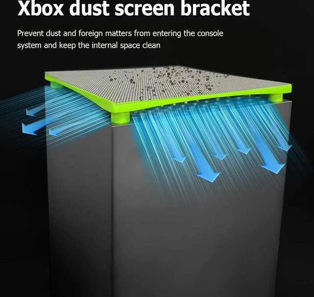 Staubfilterabdeckung mit 4 Silikonstopfen und Netzfilter für Microsoft Xbox Series X in Schwarz - Bild 1