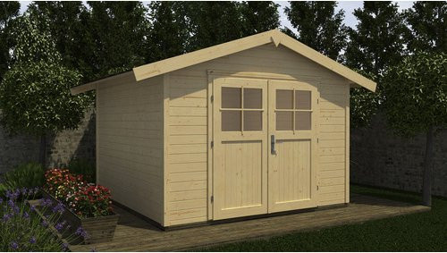 WEKA Gartenhaus 122 Gr.3 Log Cabin mit Satteldach in Beige, Fichtenholz Massivholz, B/H/T: 380 x 249 x 244 cm - Bild 3