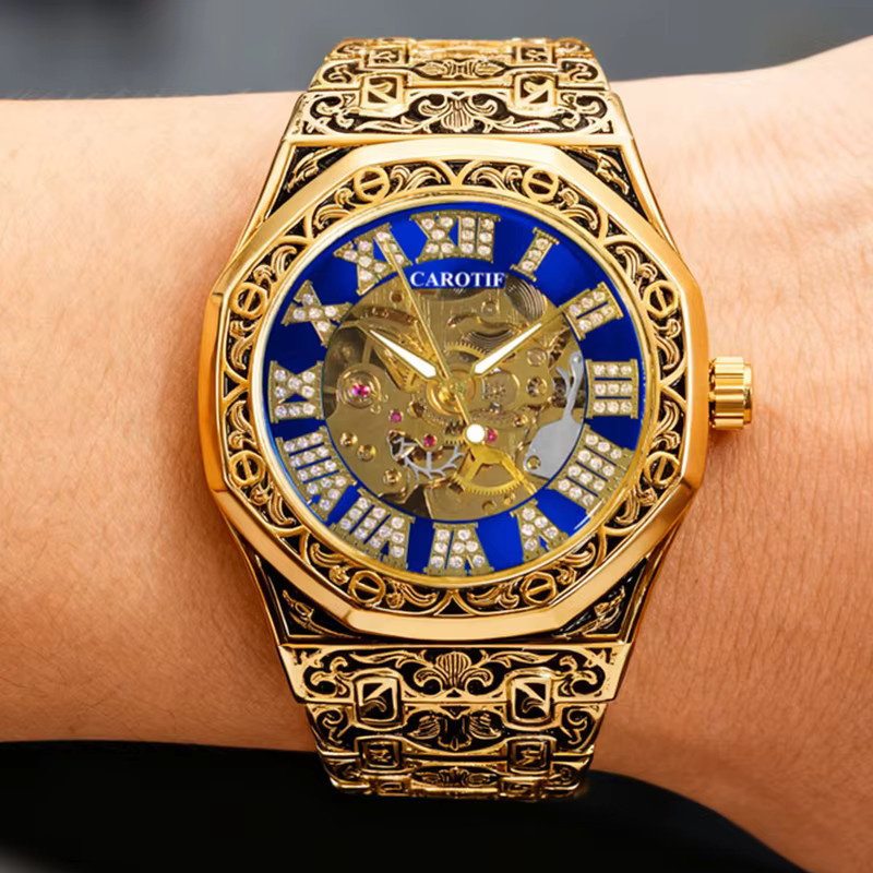 CAROTIF Armbanduhr Automatik, Edelstahl, Schwarz, Blau, Herren - Bild 2