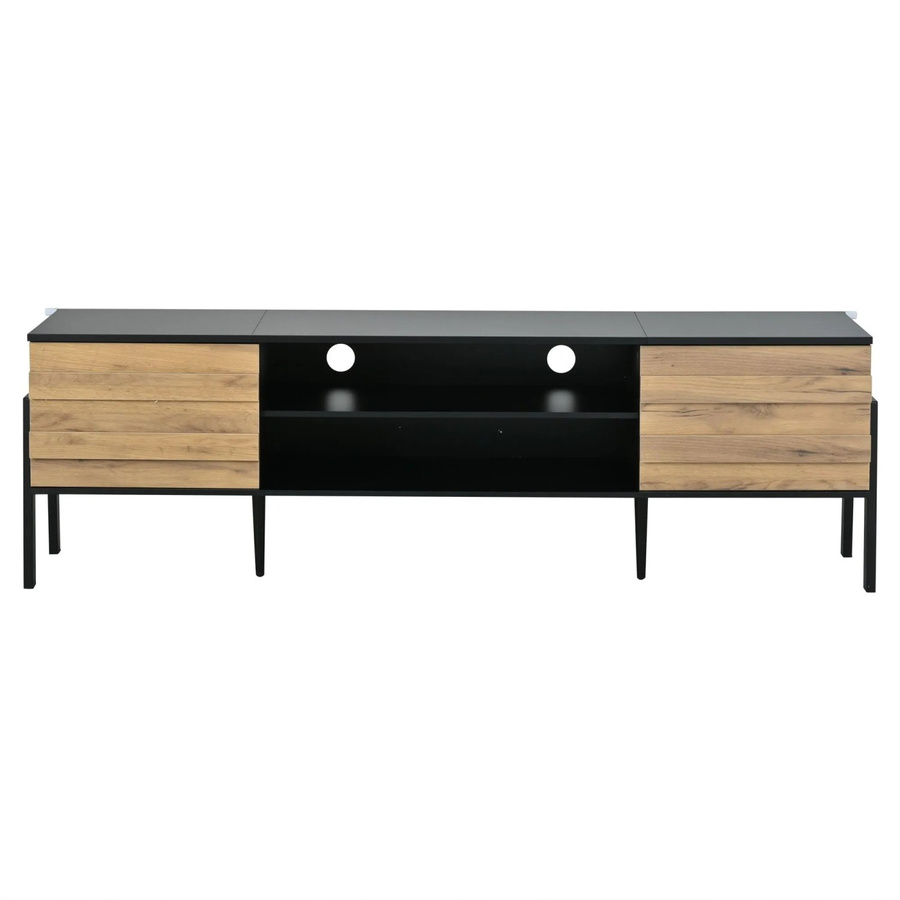 okwish TV Schrank Lowboard für 70 Zoll im modernen Design, Farbe: Schwarz, B/T/H: 175 x 39,5 x 53 cm - Bild 2