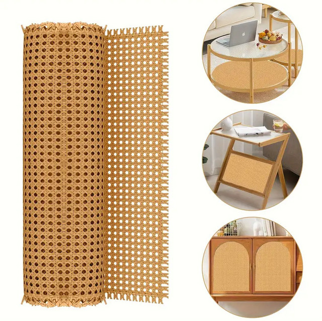 Kunststoff-Rattan-Gurtbandrolle in Beige für DIY-Heimdekorationsprojekte, Breite: 40 cm - Bild 1