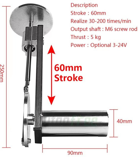 Dutoofree Teleskop-Linearantrieb mit 60 mm Hub und Metall-Säbelmechanismus sowie Drehzahlregelung - Bild 1