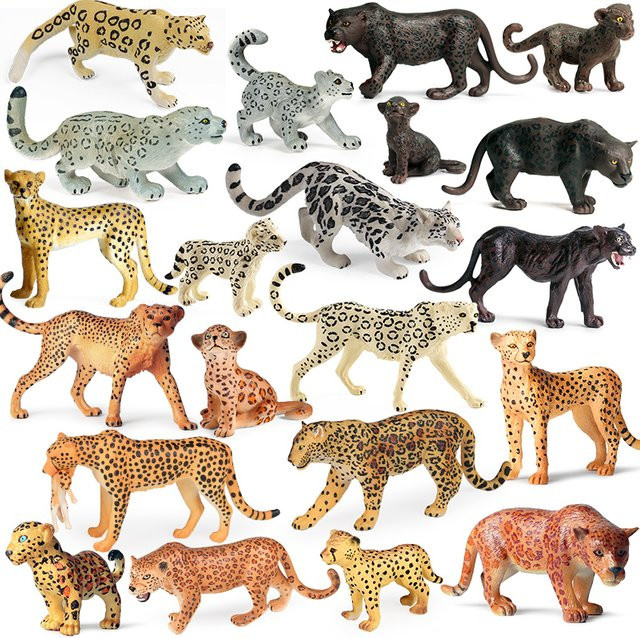 Oenux Afrikanische Wilde Tiere Gepard Schnee Leopard Jaguar, Action Figur, Kunststoff, Bunt / Mehrfarbig - Bild 1