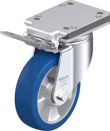 Blickle Lenkrolle LH-ALBS 160K-IS mit Feststeller in Blau und Silber, Rad-Durchmesser: 16 cm, Tragfähigkeit: 580 kg - Bild 1