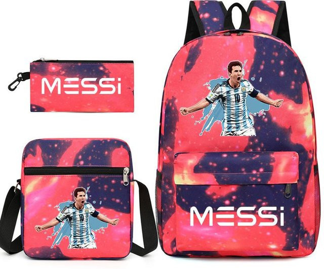 3-teiliges Schulrucksack-Set für Schüler aus Oxford-Stoff mit Schultasche, Schultergurt und Federmäppchen in Multicolour - Bild 1