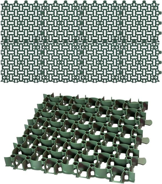 BigDean Rasengitter Paddockplatten aus Kunststoff in Grün, 8 Stück, B/T/H: 50 x 50 x 4 cm - Bild 1
